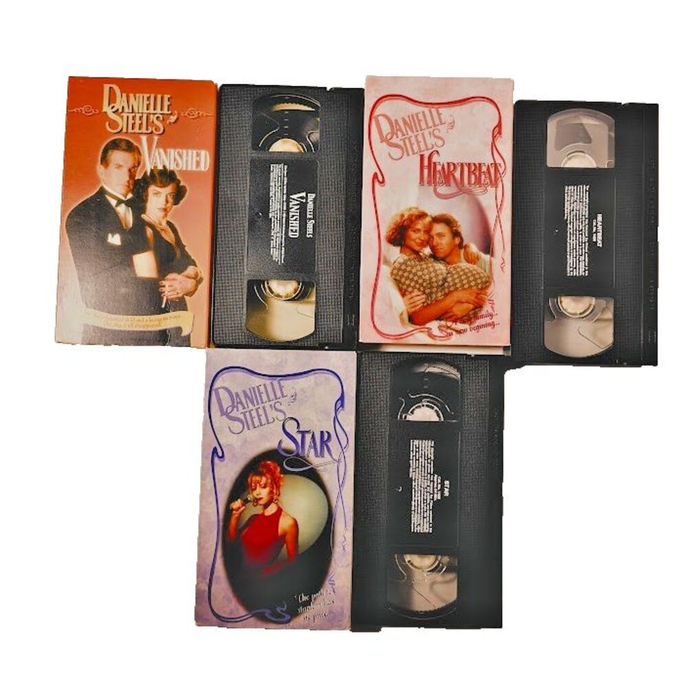 3 Danielle Steel VHS Movies Vintage Vanished Heartbeat Star 1990s